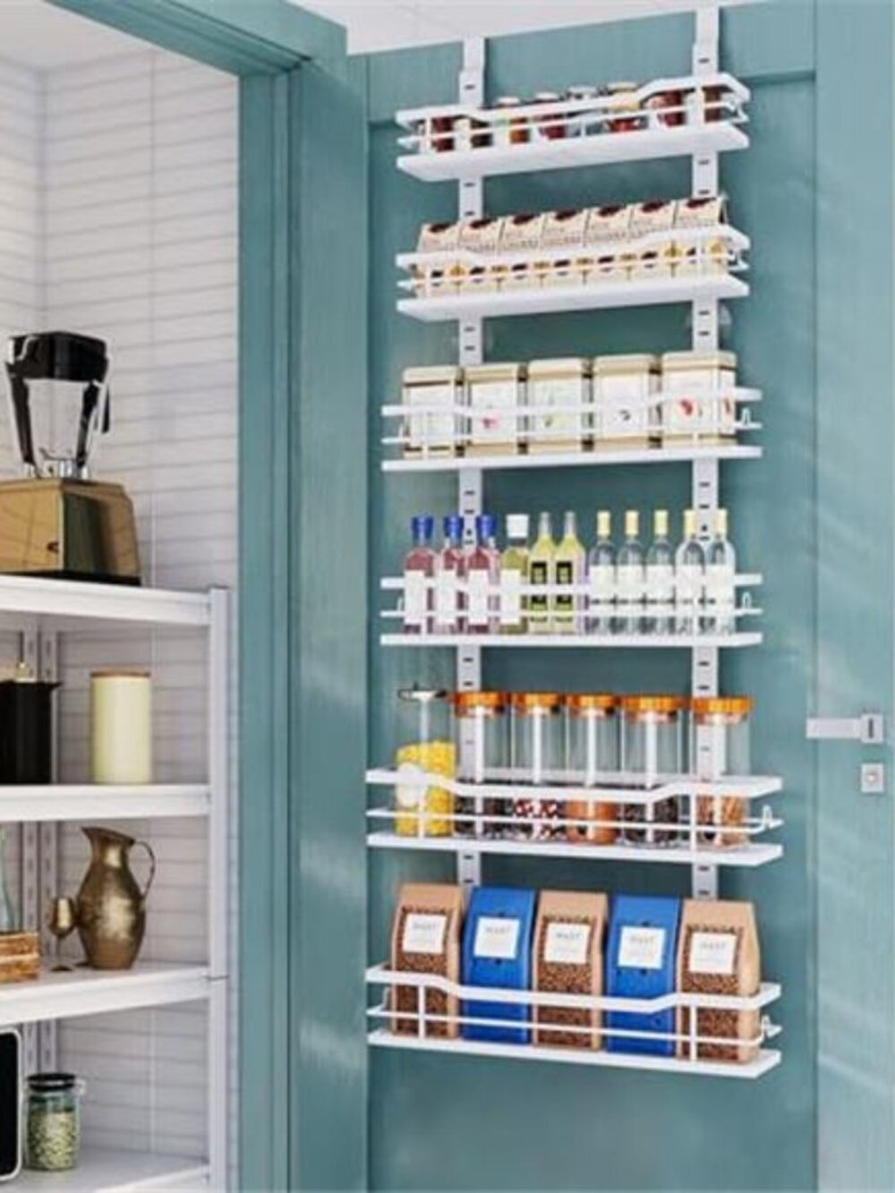 Over Door Pantry Organizer Hanging Storage Rack Adjustable Metal Shelves